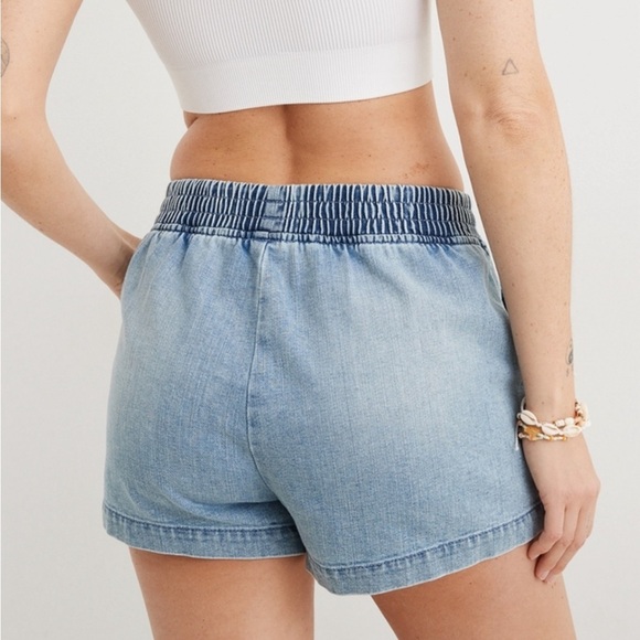 AERIE BOARDWALK SHORTS Woman’s Size XL Pull On Denim‎ Comfy Casual Chambray - Picture 2 of 8